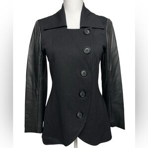 BAILEY 44 / Black Jacket Faux Leather Sleeves / Small